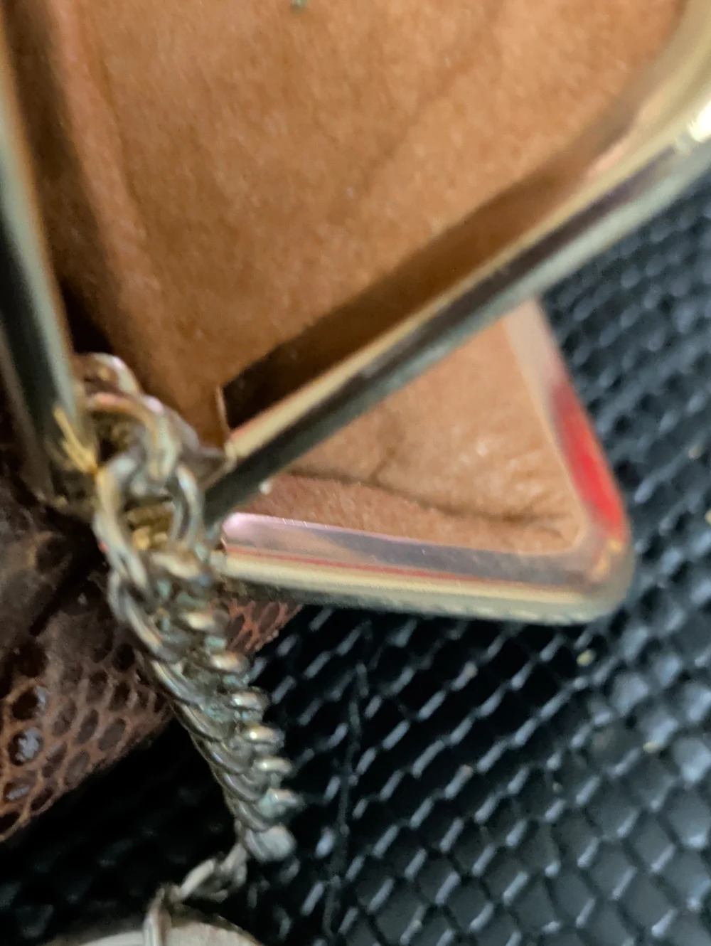 Bottega Fiorentina-Brown Textured Frame Clutch with Charm